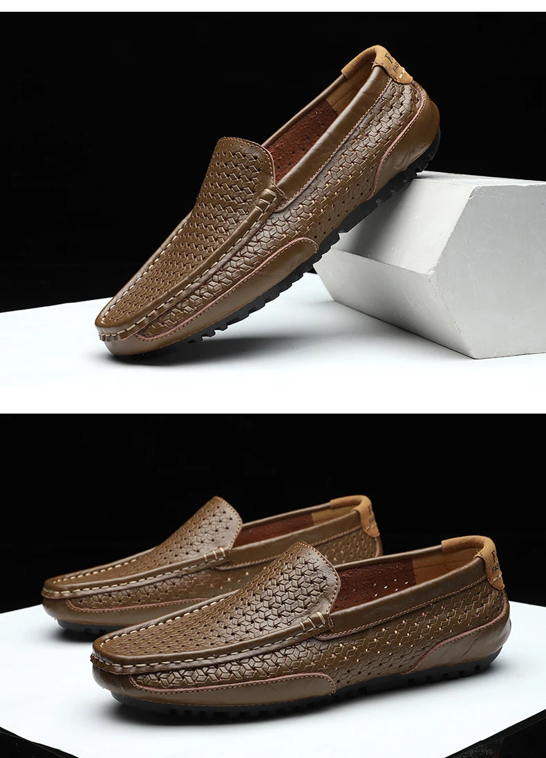 Mocassin Perforé Homme Bleu