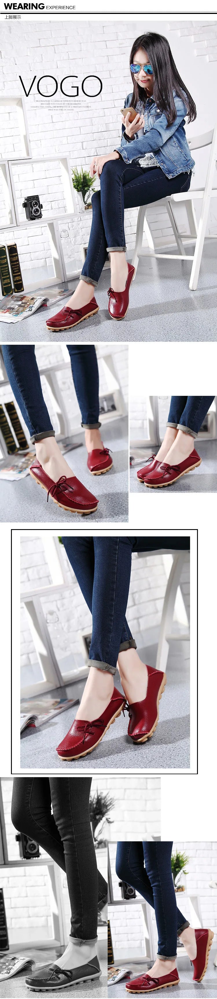 New Moccasins Women Flats 2026 Autumn Woman Loafers Genuine Leather Female Shoes Slip On Ballet Bowtie Women's Shoes Big Size
