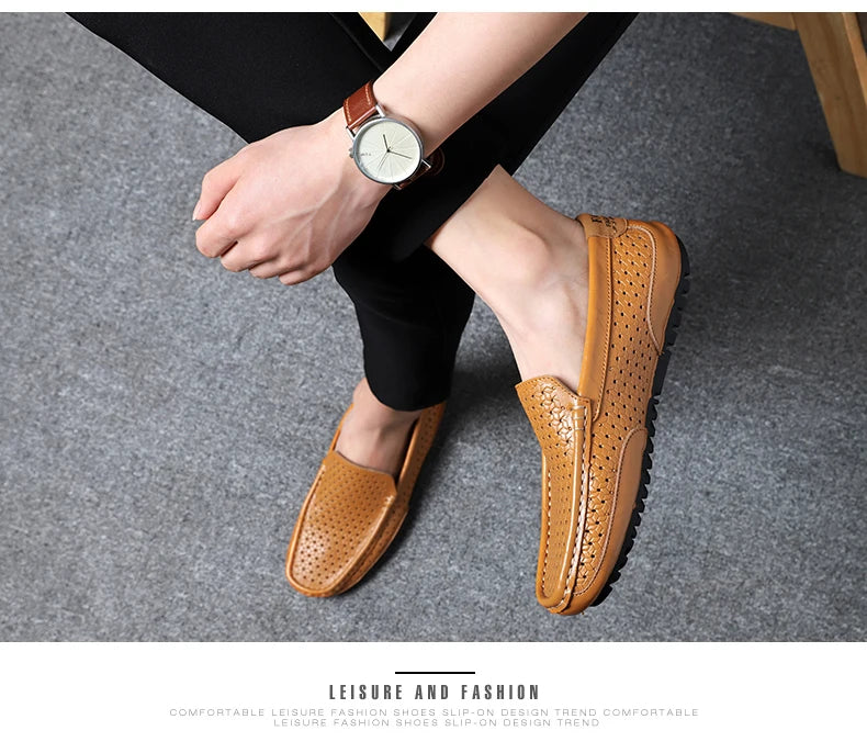 Mocassin Perforé Homme Bleu