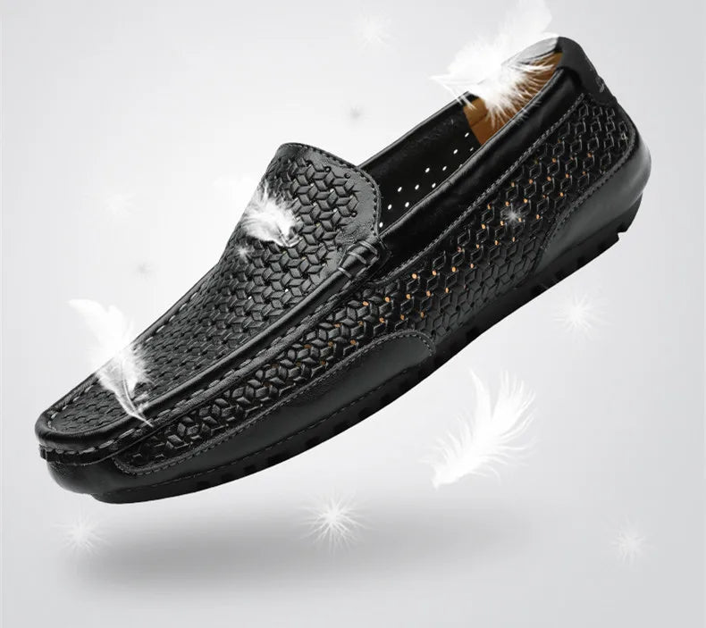 Mocassin Perforé Homme Bleu