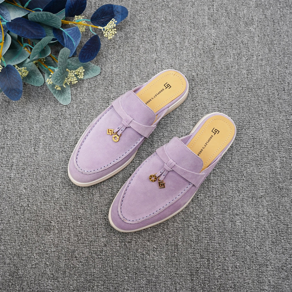 Luxury Designer Tassel Suede Leather Loafers for Women Slip On Slippers Flat Shoes Work Walking Shoes High Quality，GJ Brand 44