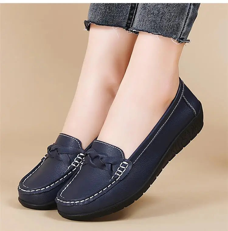 Genuine Leather Women Flats Fashion Soft Flat Shoes Moccasins Shoes Women Casual Ballet Flats Retro Zapatos De Mujer Plus Size