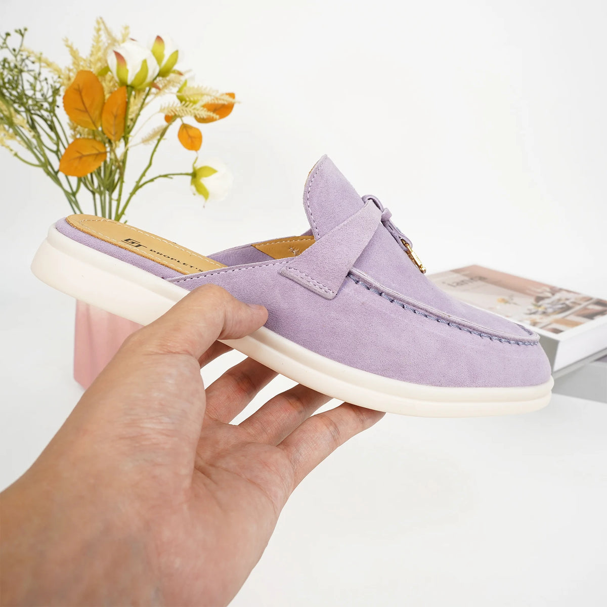 Luxury Designer Tassel Suede Leather Loafers for Women Slip On Slippers Flat Shoes Work Walking Shoes High Quality，GJ Brand 44