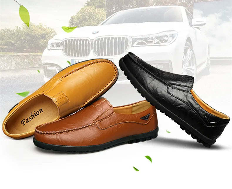 Mocassin Noir Homme Grande Taille