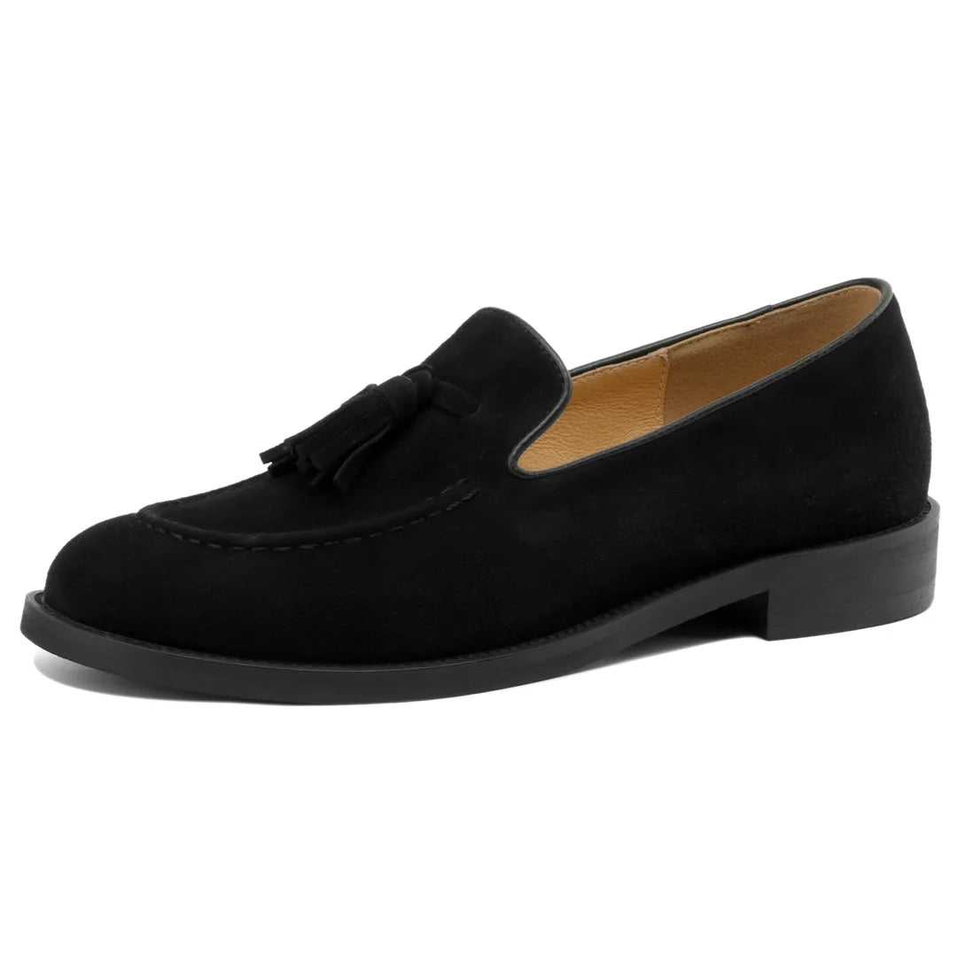 Women's natural suede leather fringe slip-on flats loafers leisure soft comfortable casual female moccasins shoes for woman sale