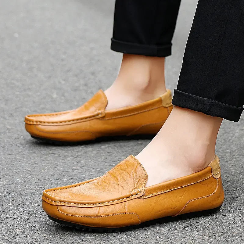 Mocassin Perforé Homme Bleu