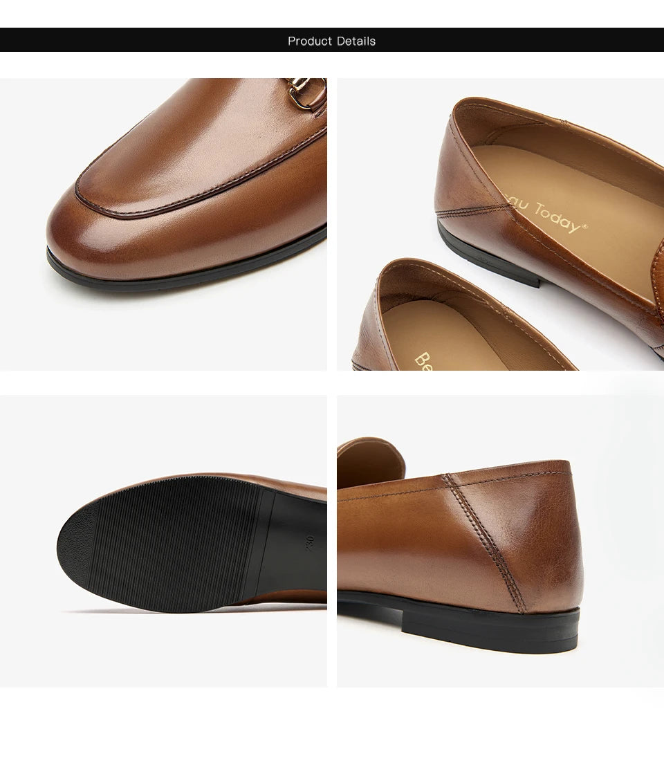 BEAUTODAY Dress Shoes Women Loafers Cow Leather Sheepskin Rubber Formal Business Suit Ladies 2025 Spring Autumn Handmade 27171