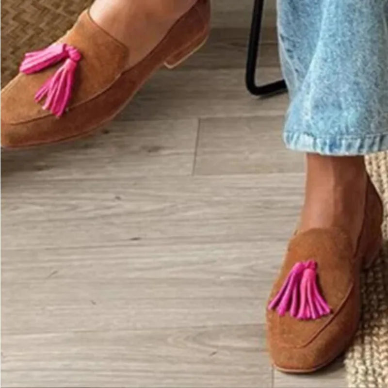 Spring Autumn New Loafers Shoes Women Shallow Mouth Tassel Large Size 34-43 Casual Flat  Shoes Women