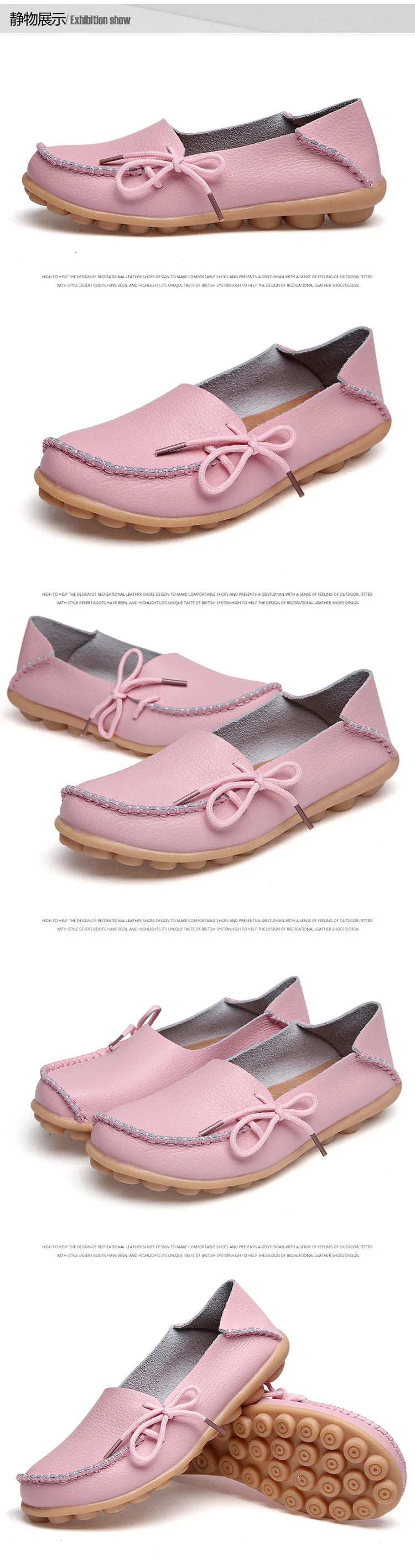 New Moccasins Women Flats 2026 Autumn Woman Loafers Genuine Leather Female Shoes Slip On Ballet Bowtie Women's Shoes Big Size
