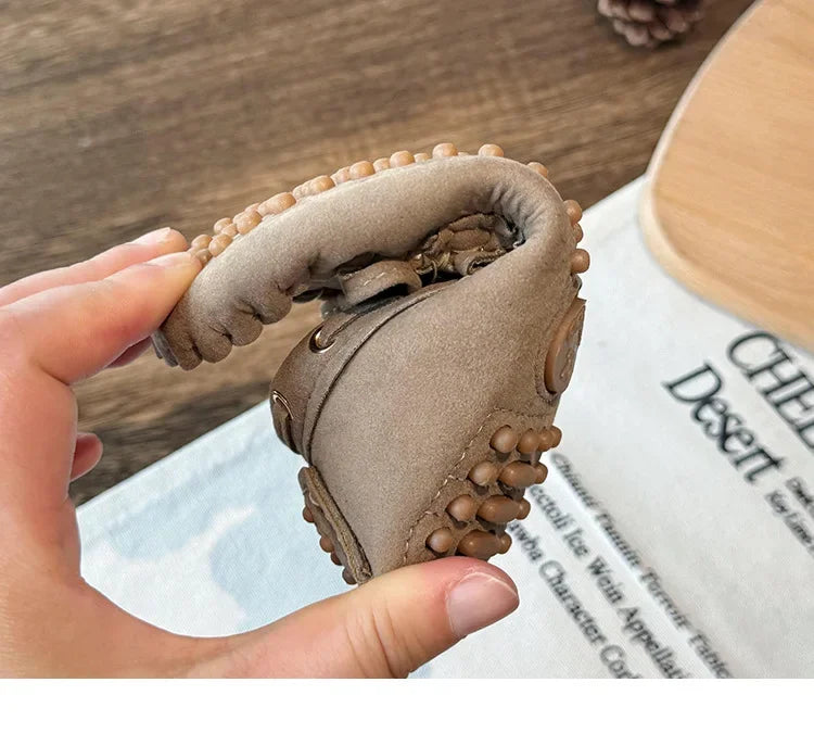 Children Casual Flats 2024 New Fabric Moccasin with Simple Bow Girls Minimalist Style Princess Shoes Anti Slip Wear-resistant