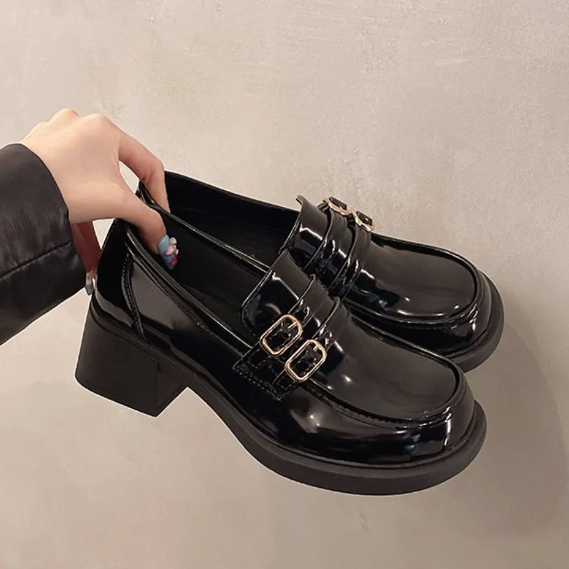 College Style Women Loafer Fashion Shallow Slip Vintage Female Elegant Thick Heel Commuting Mary Jane Shoes Ladies Dress Pumps