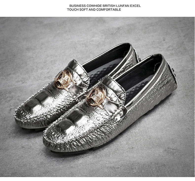 Mocassin Argenté Homme