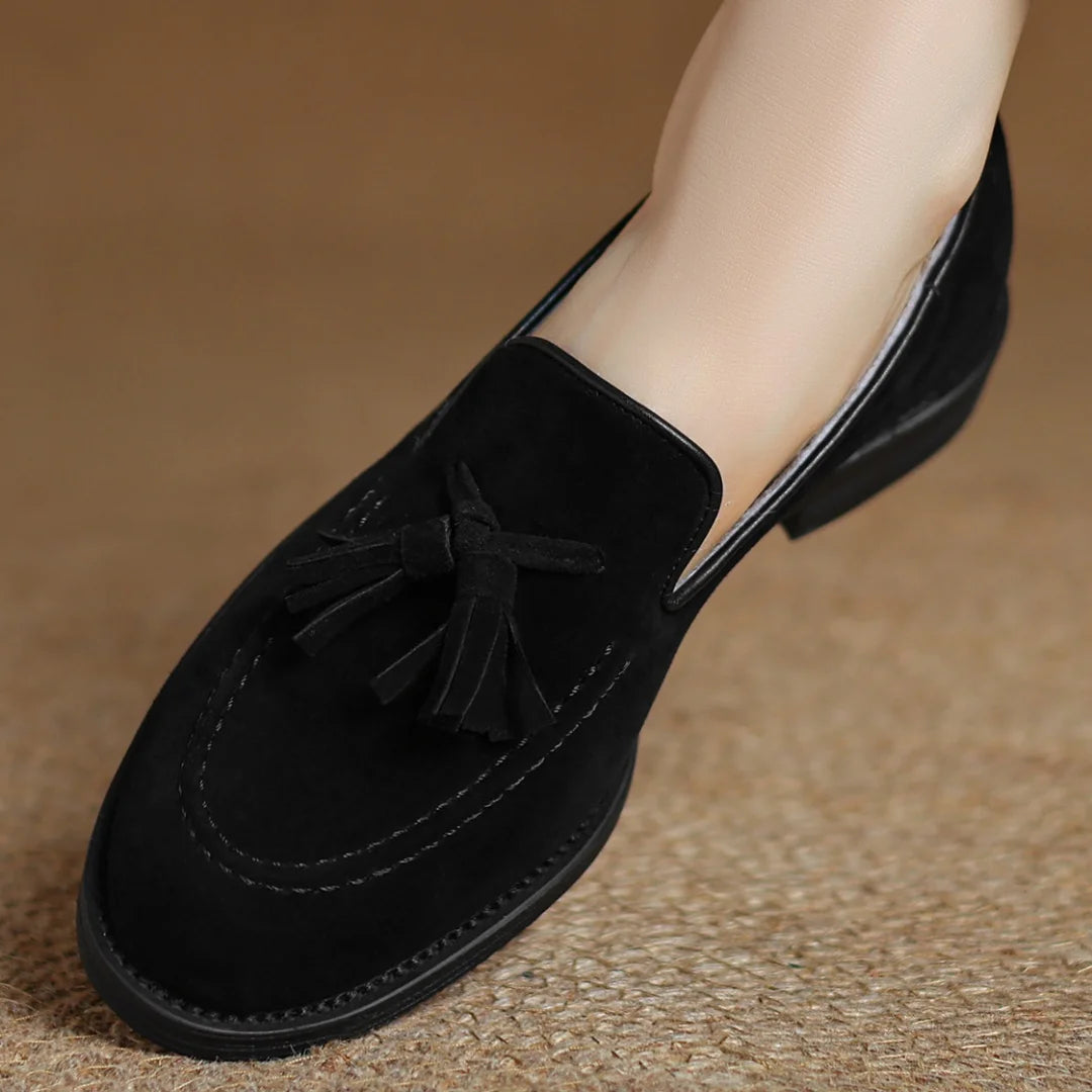 Women's natural suede leather fringe slip-on flats loafers leisure soft comfortable casual female moccasins shoes for woman sale