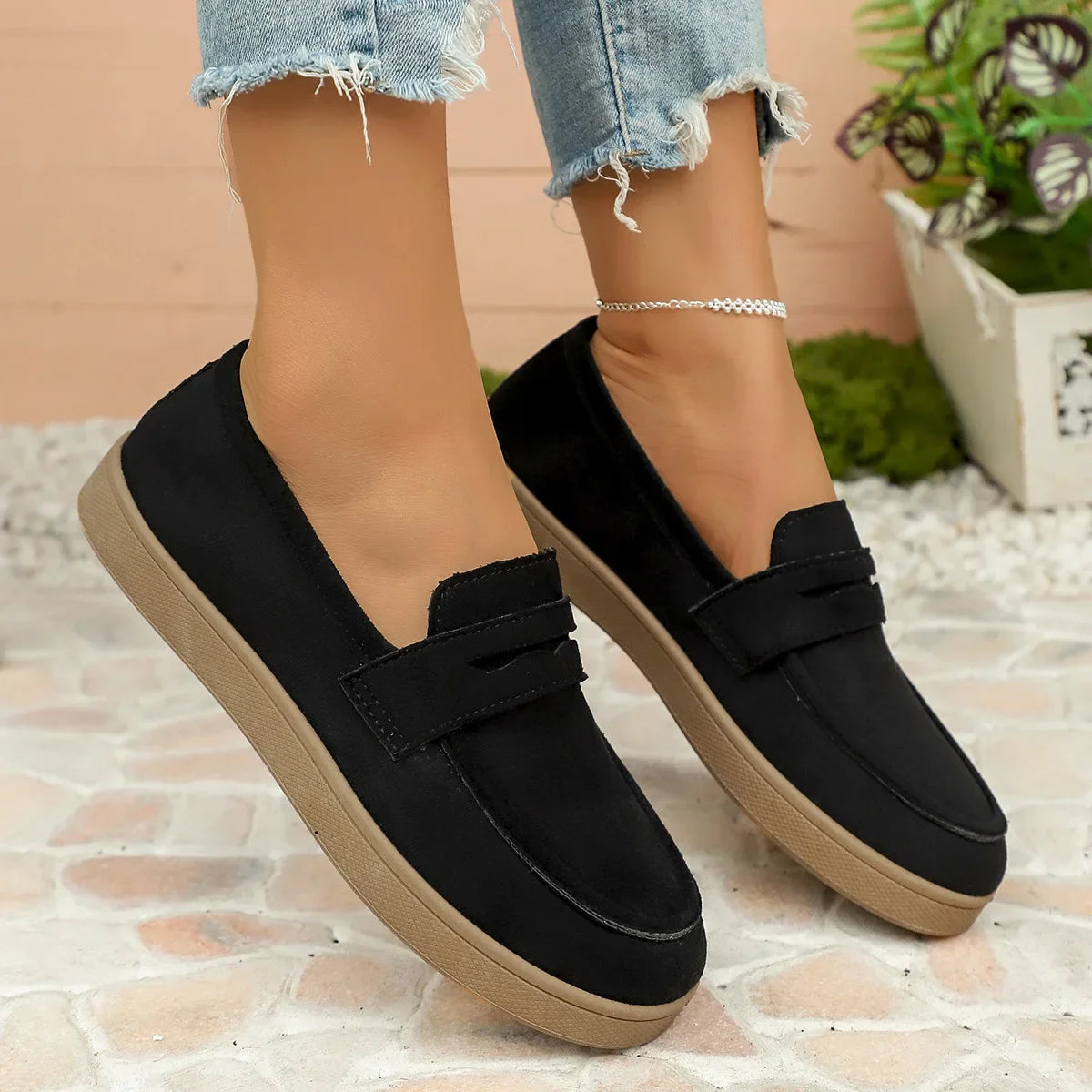 Women's Tassel Slip on Loafers Fashion Comfort Outdoor Flats Casual Shoes Daily Walking Shoes British Style Suede Sneakers 43