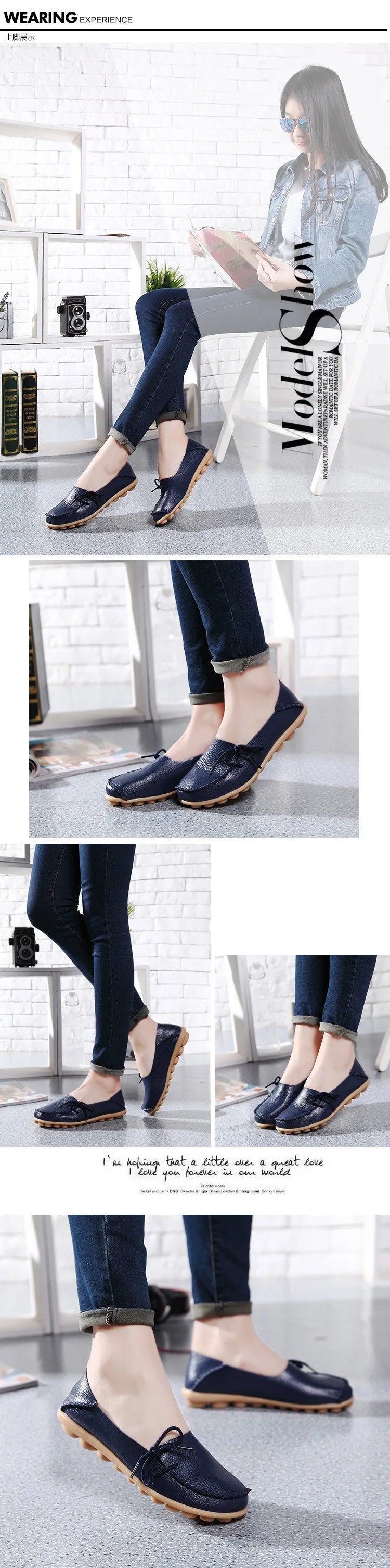 New Moccasins Women Flats 2026 Autumn Woman Loafers Genuine Leather Female Shoes Slip On Ballet Bowtie Women's Shoes Big Size