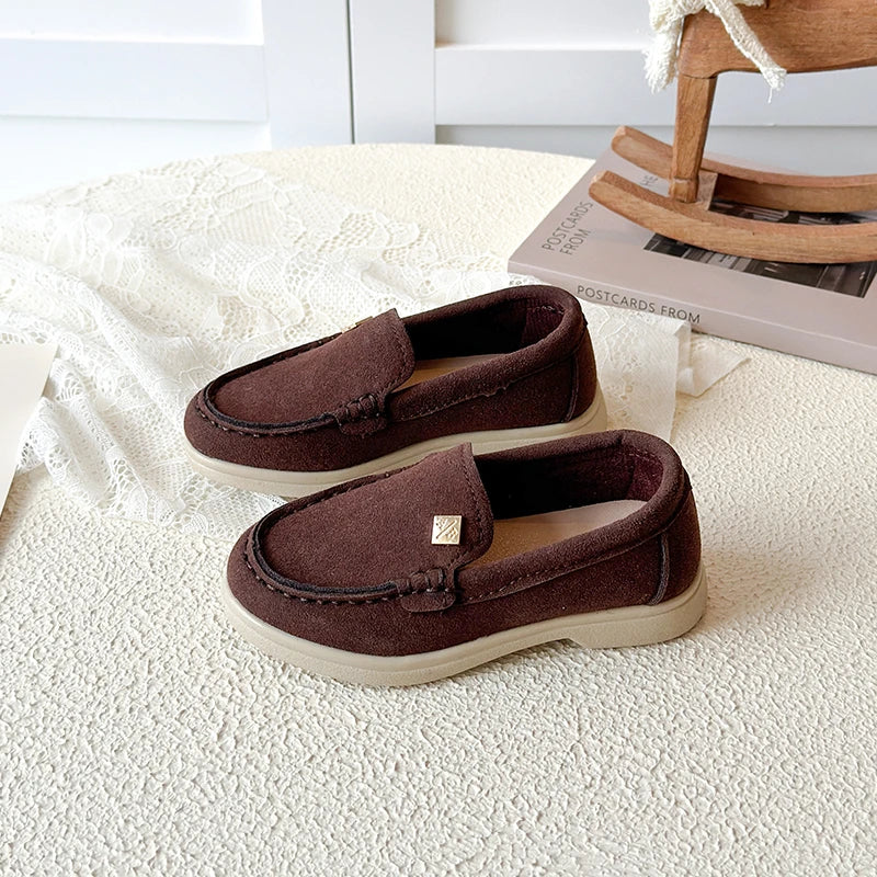Spring Boy's Loafers Sewing Slip-on Handsome Daily Kid's Flat Shoe Solid Colors Anti-slip Fashion Comfy Children Shoes 7-12Y