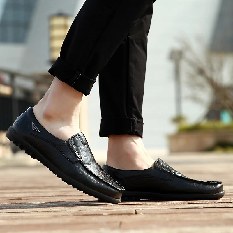 Mocassin Noir Homme Grande Taille
