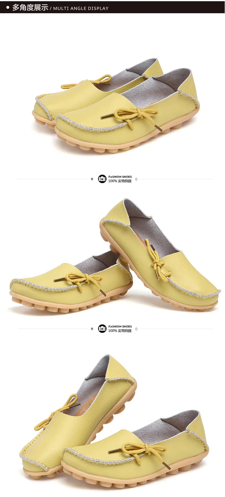 New Moccasins Women Flats 2026 Autumn Woman Loafers Genuine Leather Female Shoes Slip On Ballet Bowtie Women's Shoes Big Size