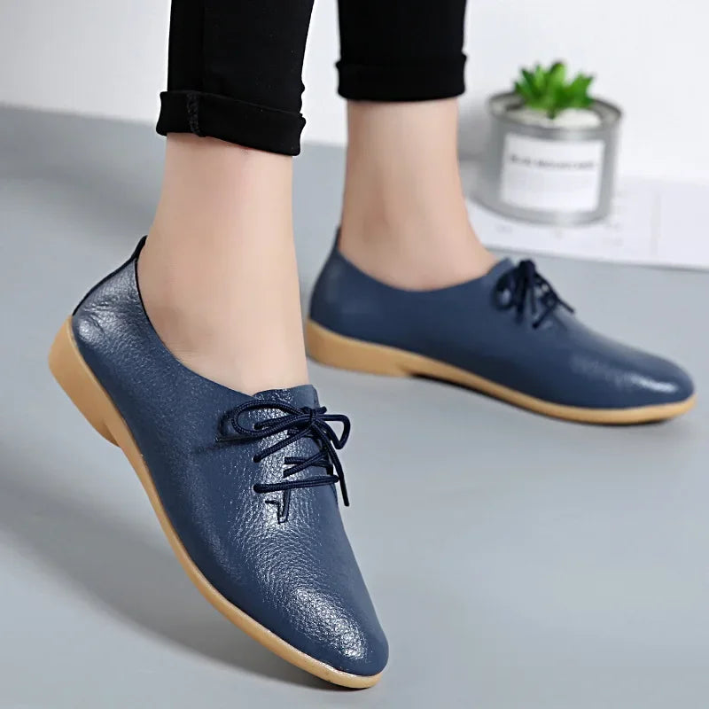 Genuine Leather Summer Loafers Women Casual Shoes Moccasins Soft Pointed Toe Ladies Footwear Women Flats Shoes Female