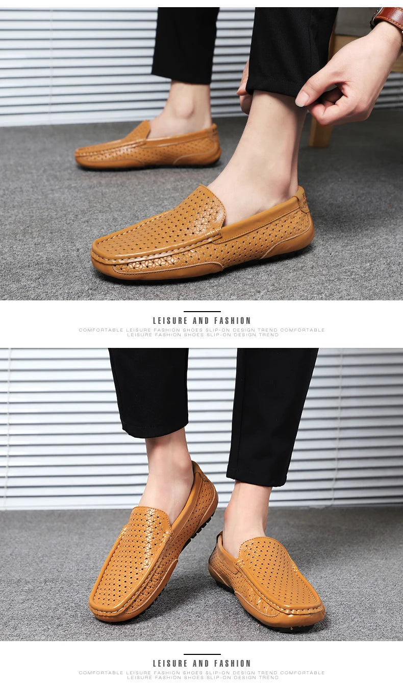 Mocassin Perforé Homme Bleu