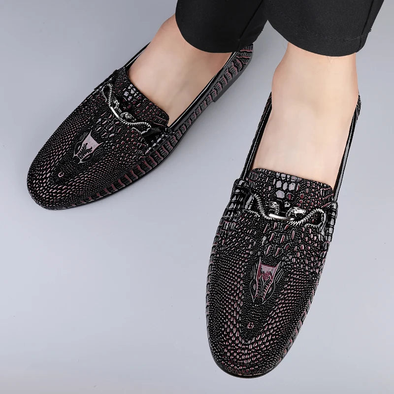 Mocassin Croco Homme Noir