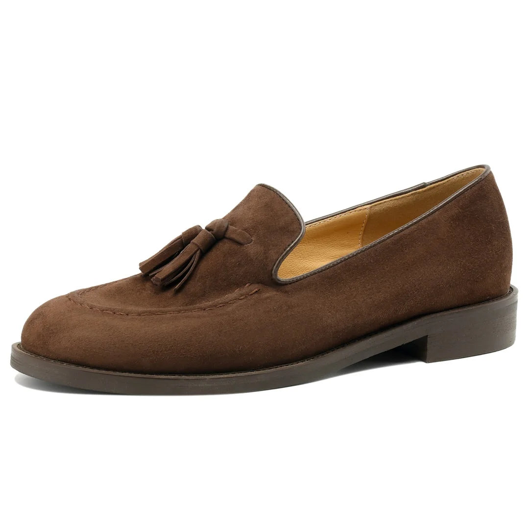 Women's natural suede leather fringe slip-on flats loafers leisure soft comfortable casual female moccasins shoes for woman sale