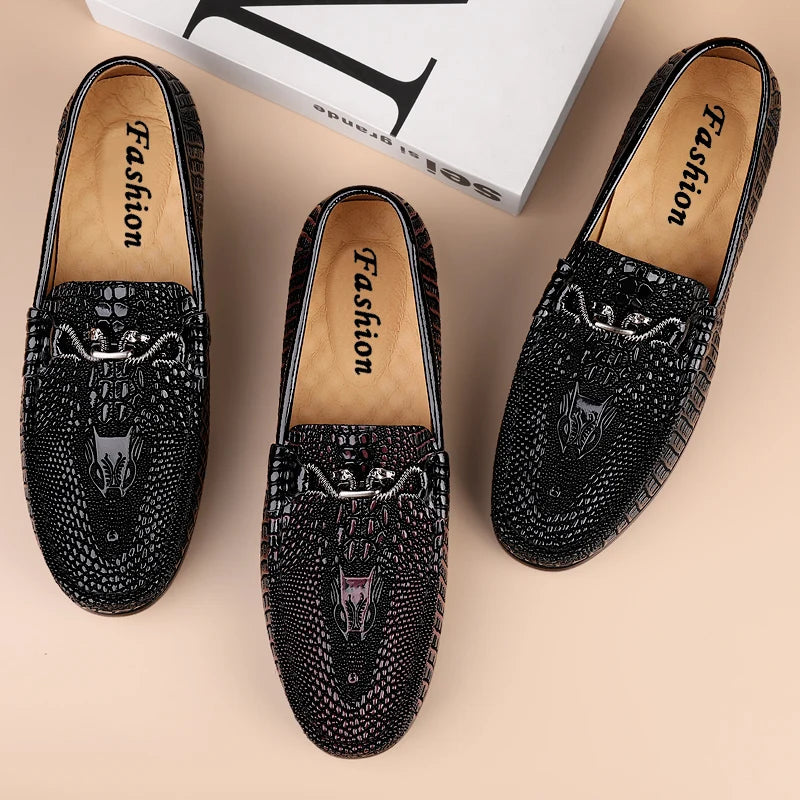 Mocassin Croco Homme Noir