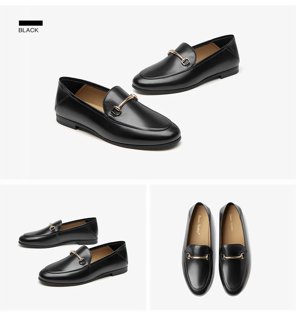 BEAUTODAY Dress Shoes Women Loafers Cow Leather Sheepskin Rubber Formal Business Suit Ladies 2025 Spring Autumn Handmade 27171