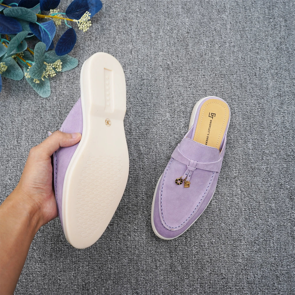 Luxury Designer Tassel Suede Leather Loafers for Women Slip On Slippers Flat Shoes Work Walking Shoes High Quality，GJ Brand 44