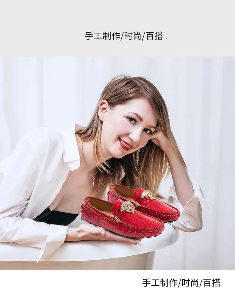 Mocassin Croco Rouge Homme