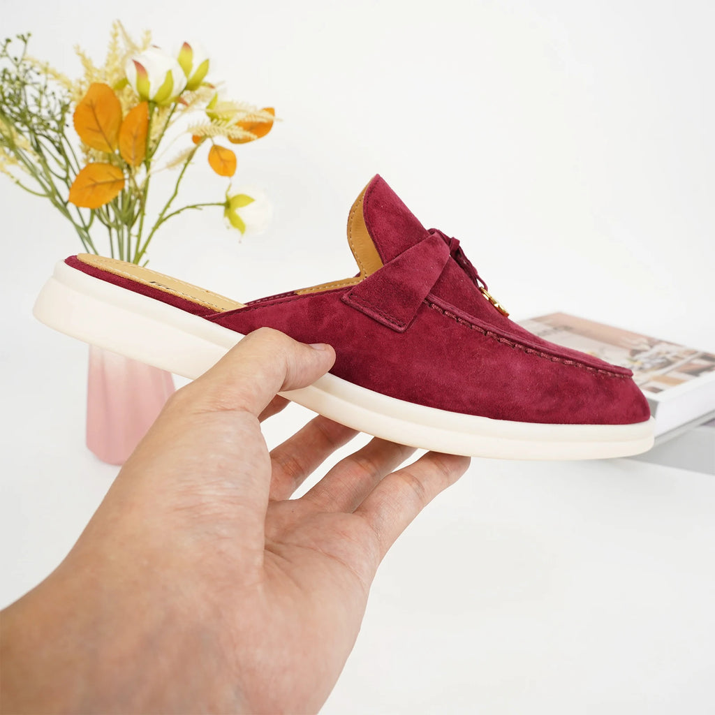 Luxury Designer Tassel Suede Leather Loafers for Women Slip On Slippers Flat Shoes Work Walking Shoes High Quality，GJ Brand 44