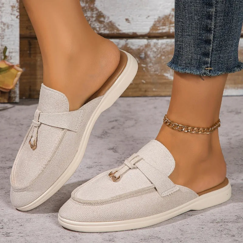 2025 New Casual Flat Bottom Lock Tassel Loafers Fashion Women Single Shoes Brand Metal Buckle Slipper Comfortable Slip on Shoes