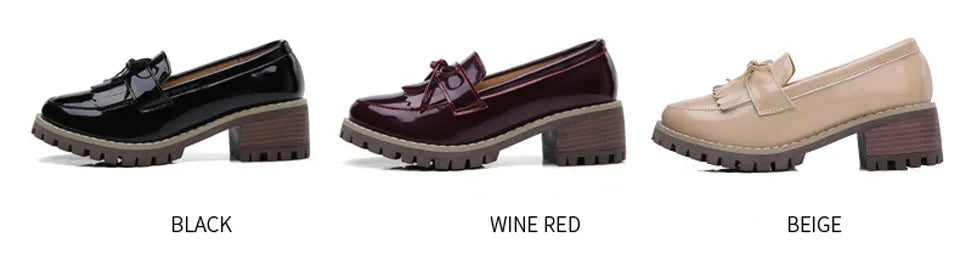 Loveontop Women Loafers Tassel Moccasins Bow-knot Round Toe Spring Autumn Ladies Slip-On Flats Handmade Genuine Leather Retro