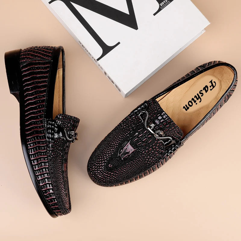 Mocassin Croco Homme Noir