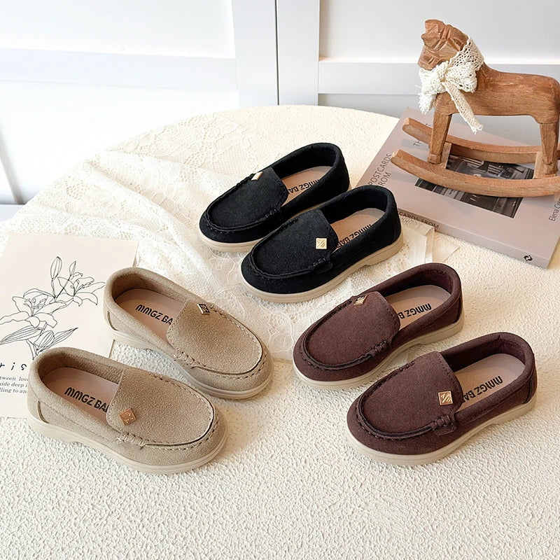Spring Boy's Loafers Sewing Slip-on Handsome Daily Kid's Flat Shoe Solid Colors Anti-slip Fashion Comfy Children Shoes 7-12Y