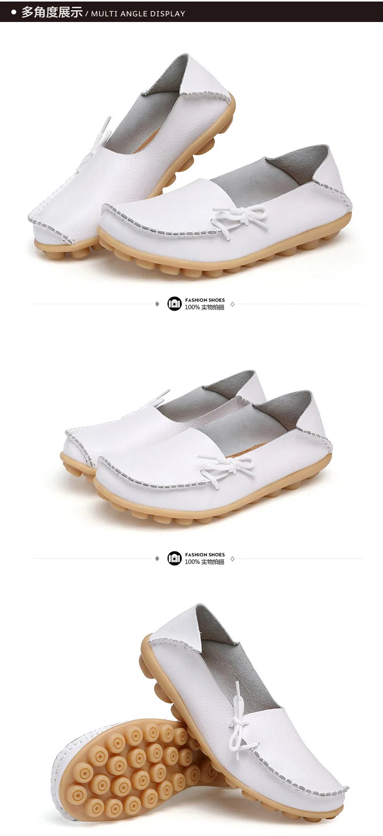 New Moccasins Women Flats 2026 Autumn Woman Loafers Genuine Leather Female Shoes Slip On Ballet Bowtie Women's Shoes Big Size