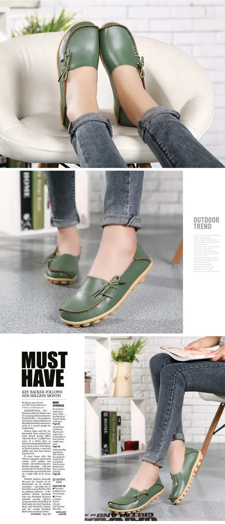 New Moccasins Women Flats 2026 Autumn Woman Loafers Genuine Leather Female Shoes Slip On Ballet Bowtie Women's Shoes Big Size