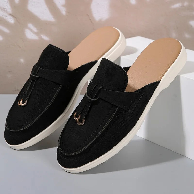 2025 New Casual Flat Bottom Lock Tassel Loafers Fashion Women Single Shoes Brand Metal Buckle Slipper Comfortable Slip on Shoes