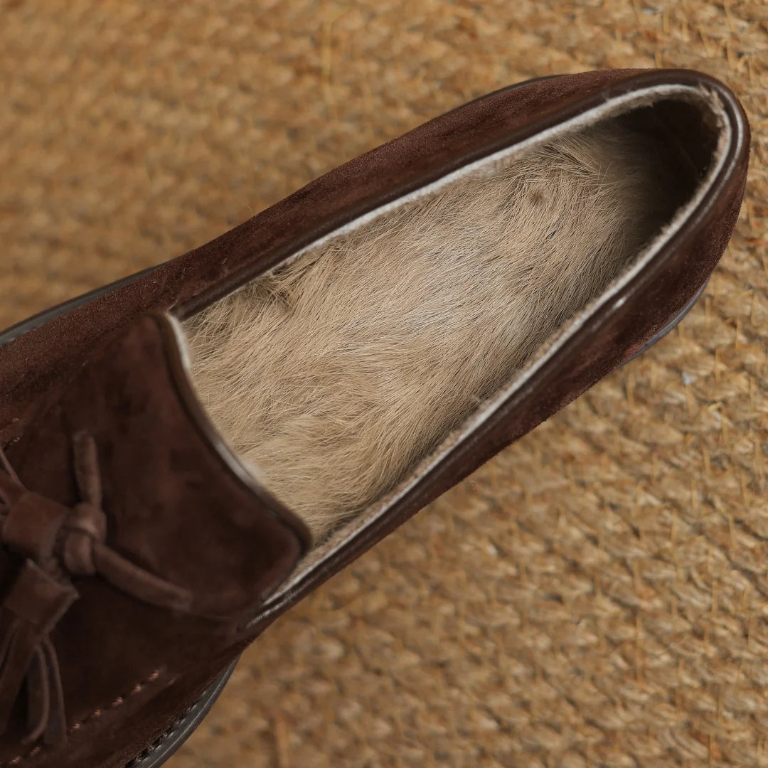 Women's natural suede leather fringe slip-on flats loafers leisure soft comfortable casual female moccasins shoes for woman sale