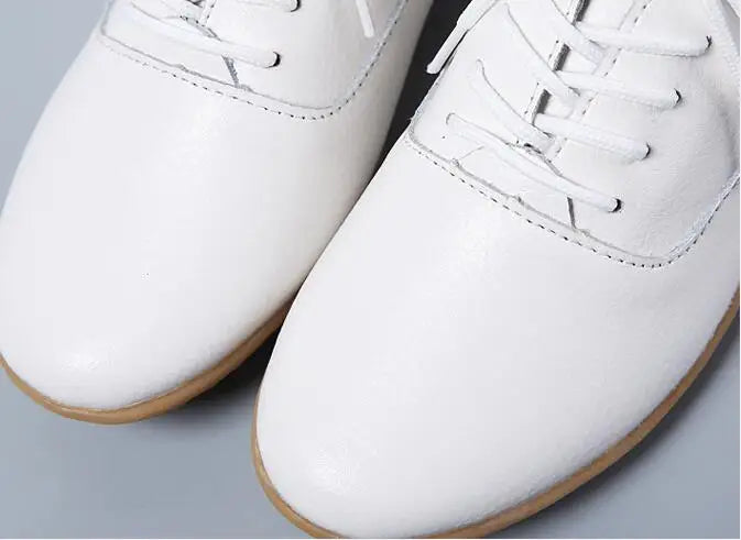 2026 New Women Flats Spring Autumn Woman Loafers Genuine Leather Female Shoes Lace up Soft Comfortable Ladies Women's Shoes
