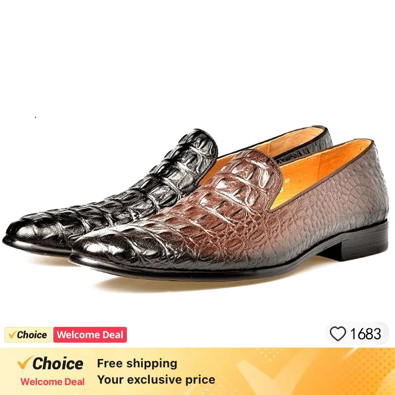 Mocassin Croco Marron Homme