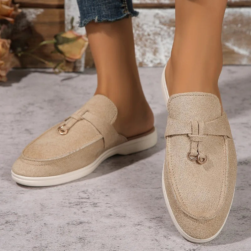 2025 New Casual Flat Bottom Lock Tassel Loafers Fashion Women Single Shoes Brand Metal Buckle Slipper Comfortable Slip on Shoes