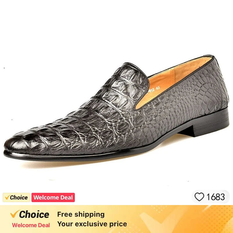 Mocassin Croco Marron Homme