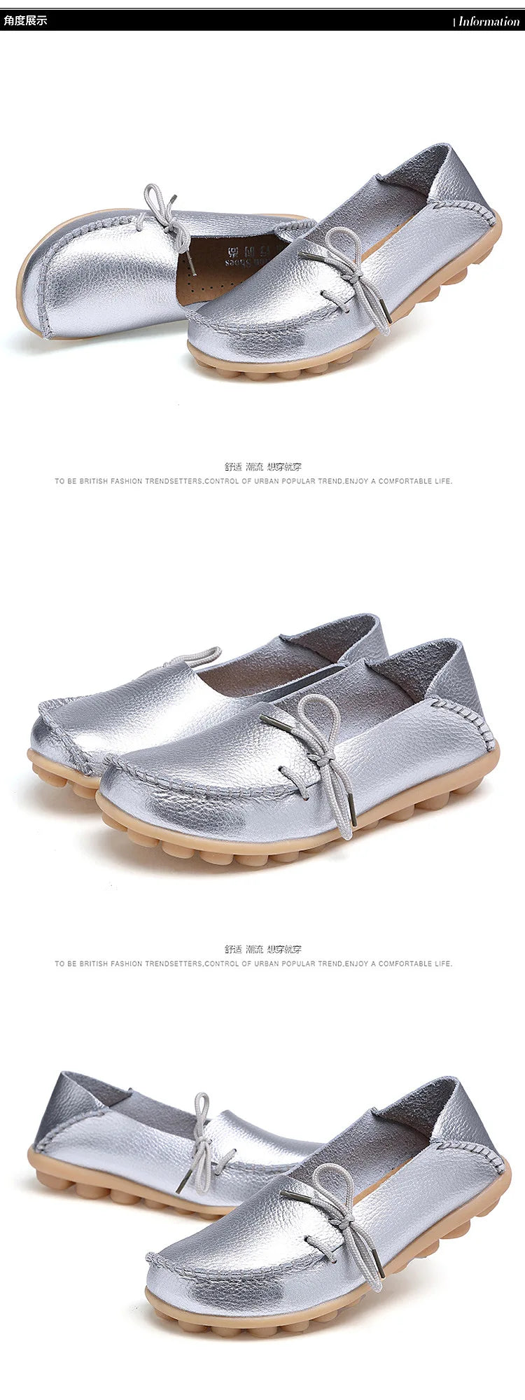 New Moccasins Women Flats 2026 Autumn Woman Loafers Genuine Leather Female Shoes Slip On Ballet Bowtie Women's Shoes Big Size