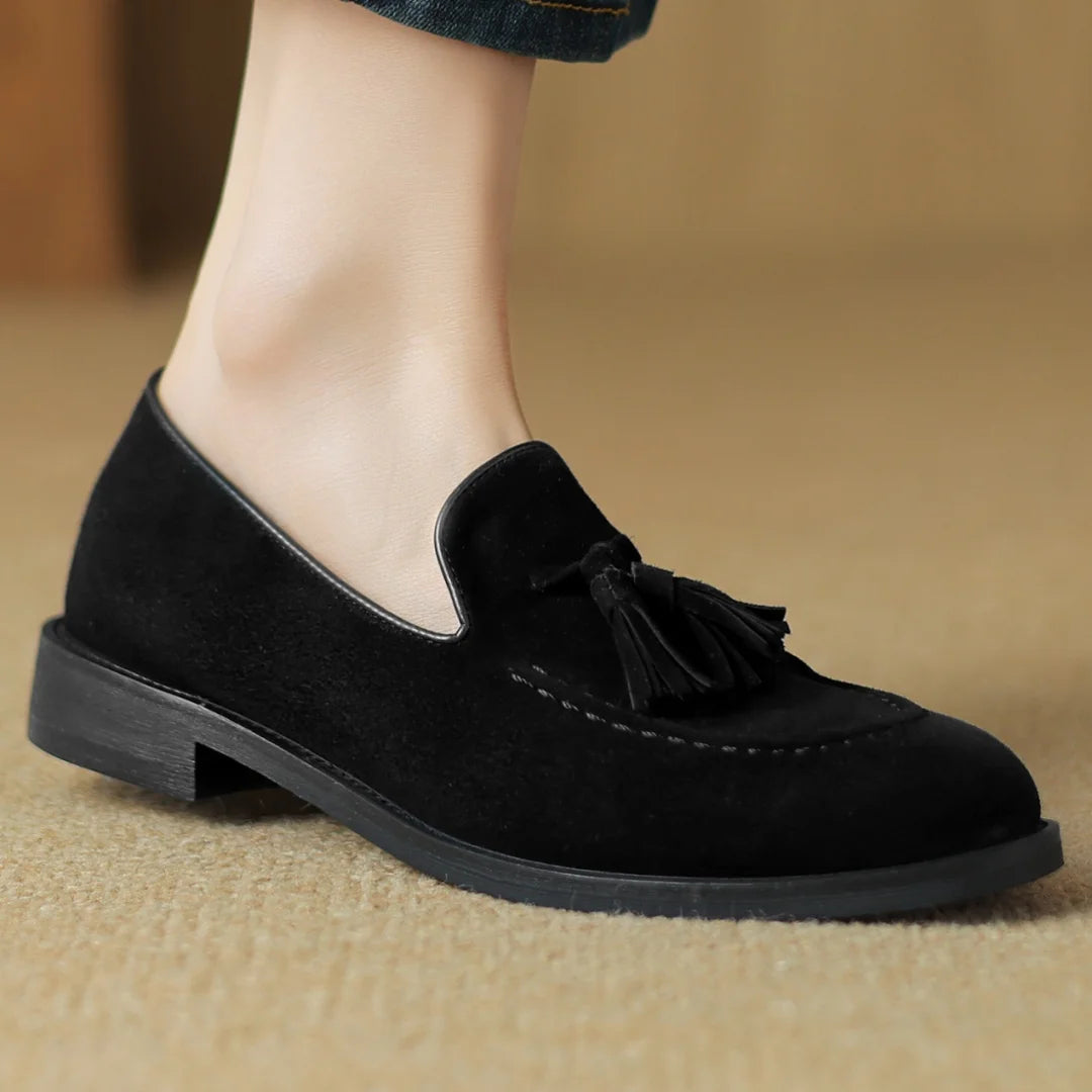 Women's natural suede leather fringe slip-on flats loafers leisure soft comfortable casual female moccasins shoes for woman sale