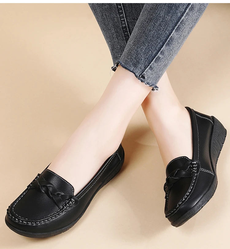 Women Shoes Soft Leather Women's Loafer 2025 New Flats Slip On Casual Shoes Flat Shoes Women White Footwear Zapatos De Mujer