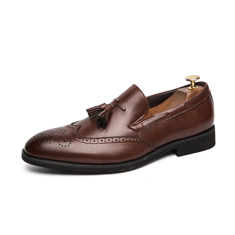Luxury Men Loafers Tassels Soft Moccasins Spring Black Shoes Man High Quality Mens Shoes Casual Leather Driving Flats Size 38-48
