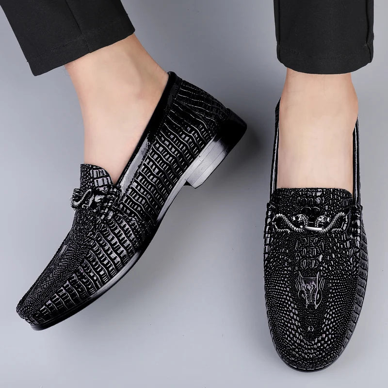 Mocassin Croco Homme Noir