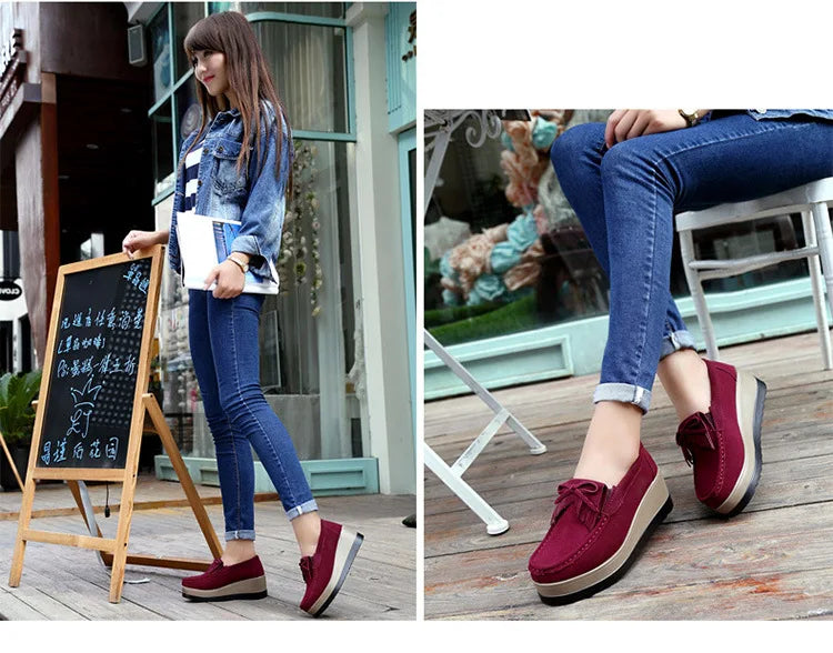 2025 Spring Platform Leather Flats Slip on Sneakers Designer Tassel Fringe Loafer Moccasins Fashon Green Suede Shoes of Women