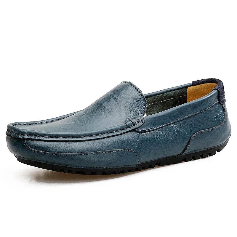 Mocassin Perforé Homme Bleu